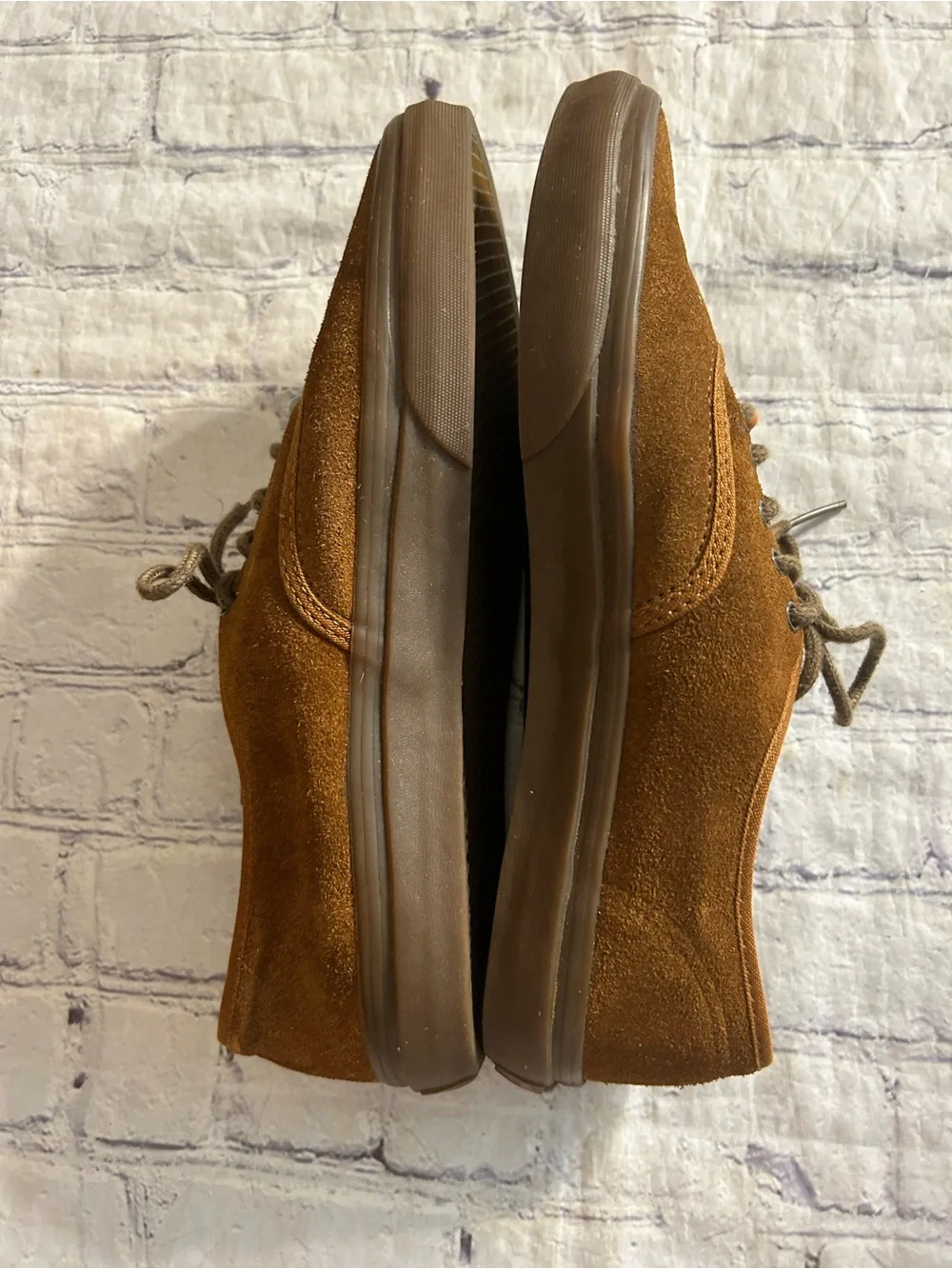 VANS BROWN SUEDE M(8.5) W(10) UNISEX COLORFUL BEADS THREADED ON LACES SNEAKERS